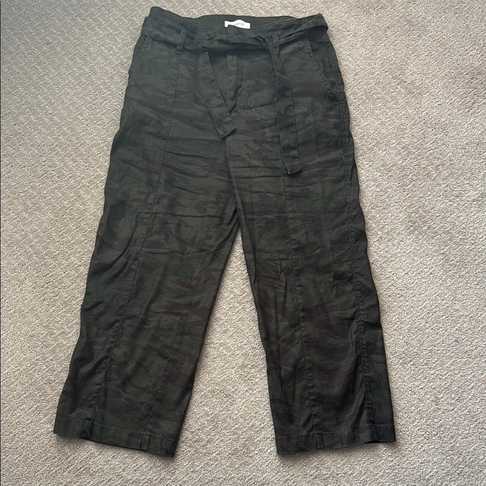 Level 99 Olive Green Cropped Wide-Leg Pants